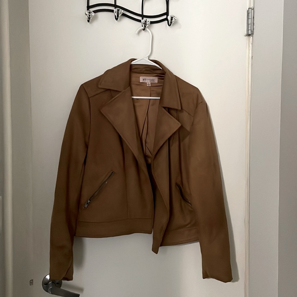 Faux leather brown jacket